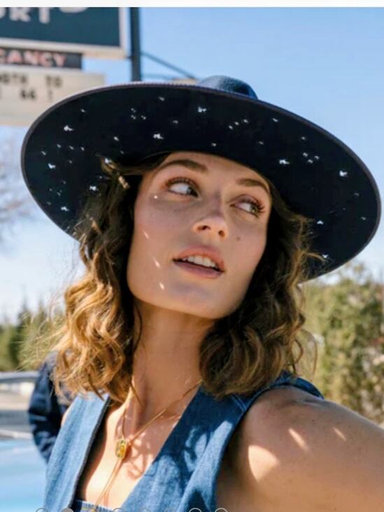 Stetson Night Sky Fedora Navy Star Cutouts Wide Brim Feather Seeker Collection main image 6